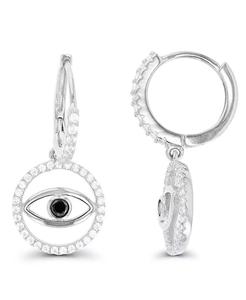 Spinello e Zirconia Huggie orecchini (1/10 ct. T. w. Spinello nero e zirconi cubici 3/4 ct. T. w.) in argento Sterling | Macacy's - Product Image 1