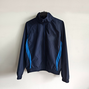 Ensemble coupe-vent décontracté et sportif pour homme, en polyester respirant, tricoté, à col montant et blocs de couleur bleu marine, en promotion en ligne - Product Image 4