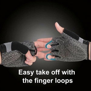 Gants de vélo de montagne mi-doigts en polyester antidérapants, respirants, absorbant les chocs, pour l'été, avec fermeture auto-agrippante, unisexe - Product Image 2