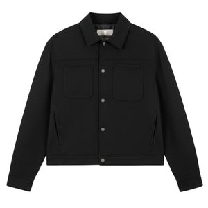 Veste noire en similicuir à poches pour homme, design élégant et tissu de haute qualité - Product Image 1