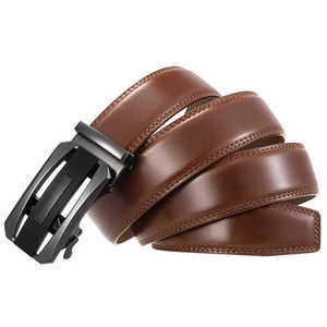 Cinturón Formal de Cuero Genuino Negro con Hebilla de Cierre Automático, Material de Piel de Vaca, Hebilla Rectangular de Acero, Duradero, Moldeado en una Sola Pieza - Product Image 4