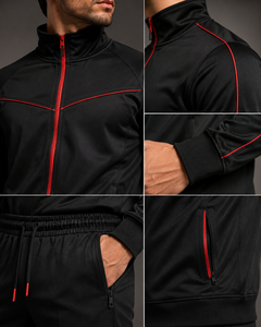 Conjunto Deportivo Premium Personalizado en Negro y Dorado – Chaqueta con Cierre Completo y Pantalones Deportivos para Hombre - Product Image 5