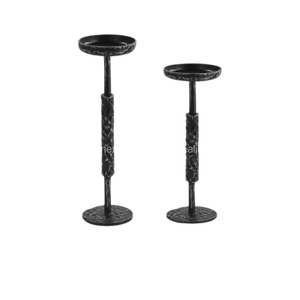 Modern Heritage Silver <b>Taper</b> Stands – Forged Aluminum Sculpture – Verified Export - Product Image 6