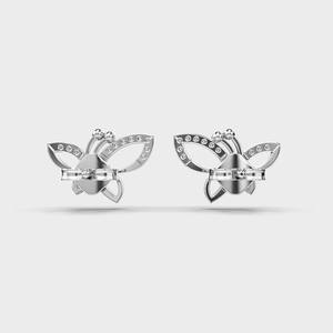 Boucles d'oreilles clous en diamant de laboratoire motif papillon, en argent sterling 925 massif, tendance, certifiées IGI, cadeau d'anniversaire, bijoux raffinés - Product Image 4