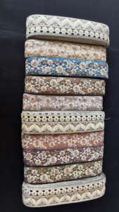 Cinta de encaje de voile bordada floral de 1 pulgada de alta calidad, ribete festoneado vintage ecológico para prendas al por mayor - Product Image 4