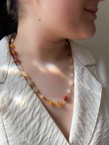Handmade Natural Carnelian Citrine Beaded Necklace Rhodium Plated Wire <b>Wrapped</b> Gemstone Toggle <b>Wedding</b> Necklace - Product Image 3
