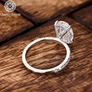 Bague de fiançailles classique en argent Charm Jewells avec moissanite taille coussin, sertie à griffes, certifiée IGI, design floral vintage - Product Image 2