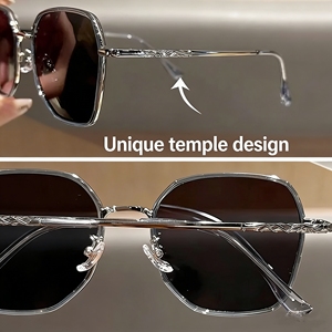 Nouvelles Lunettes de Soleil Tendance Irrégulières, Verres Dégradés Sans Monture, Surdimensionnées, Élégantes, Monture Métallique, pour Femmes - Product Image 4