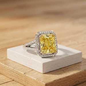 แหวนหมั้นเพชรสีทอง10K 14K 18K แบบคลาสสิกสำหรับ0.70ct สว่างสดใสสีเหลือง1.50ct - Product Image 1