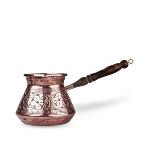 Hermosa cafetera turca, griega y árabe de latón para estufa, Cezve Ibrik Briki con mango de madera - Product Image 2