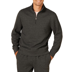 Custom <b>Men's</b> Loose Fit <b>half</b> <b>zip</b> 100% Cotton Fleece Embroidered Pullover Sweatshirt Fashionable Streetwear Solid sweatshirts - Product Image 1