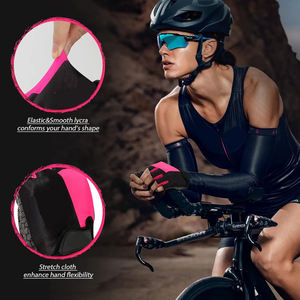 <b>Half</b> Finger Sports Gloves Black Pink Polyester Lycra Non <b>Slip</b> Hook And Loop Closure Unisex All Seasons Basketball - Product Image 4