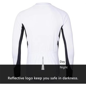 เสื้อจักรยานแขนยาวสีขาวแบบสั่งทำพิเศษ ซิปเต็มตัว แต่งสีดำ ระบายอากาศได้ดี น้ำหนักเบา ผลิตจากโพลีเอสเตอร์ 100% สำหรับทีมแข่งจักรยานเสือหมอบ - Product Image 2