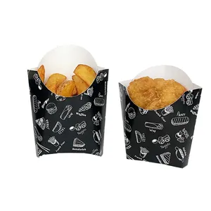 Бумажная коробка для картофеля фри для шаурмы, коробка для обертывания курицы, жиронепроницаемая бумажная коробка для гамбургеров для упаковки пищевых продуктов