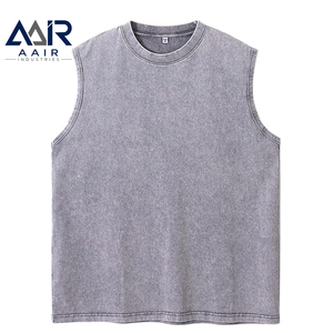 AAIR INDUSTRIES <b>Men's</b> Heavyweight Cotton Breathable Sporty Solid Color Sleeveless Workout <b>Vest</b> Crew Neck Gym <b>Training</b> - Product Image 5