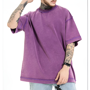 Custom Cropped Boxy Fit Oversized Heavy Weight 100% Cotton T-<b>Shirts</b> Blank Tee Wholesale Drop Shoulder - Product Image 5