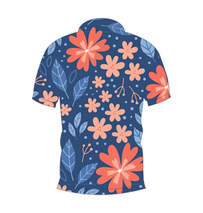 Polo con estampado floral azul marino para hombre, camisa de golf informal de manga corta para verano - Product Image 5