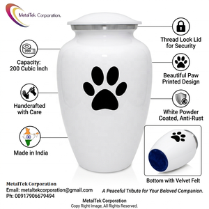 Custom Paw Print Pet Cremation Urn Aluminum Metal Memorial Ashes <b>Container</b> for Dogs Cat Funeral Keepsake <b>Small</b> Medium Large Urns - Product Image 3