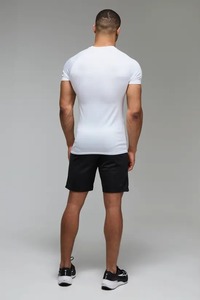 mens compression shirt short sleeve gym fitness athletic wear <b>tight</b> fit breathable quick dry stretch sports training wear - Product Image 4
