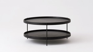 Mesa de Centro Redonda Moderna con Tapa de Madera Negra, Estructura Metálica, Diseño Minimalista, Estante de Almacenamiento, Muebles para Sala de Estar - Product Image 2