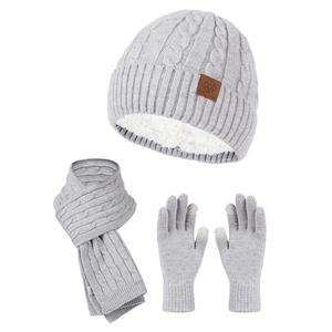 Conjunto de Gorro, Bufanda y Guantes de Invierno, Forrados de Felpa, 100% Algodón, Diseño de Leopardo, Lavados, 3 Piezas, Tejido, Personalizado OEM - Product Image 2
