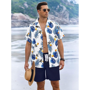 Conjunto de Ropa de Playa para Verano, Camisa Ligera y Pantalones Cortos, Atuendo Casual para Vacaciones Tropicales - Product Image 3