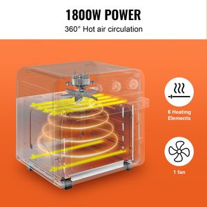 Forno Tostapane e Friggitrice ad Aria 7-in-1 da 18L, Convezione 1700W, in Acciaio Inossidabile, con Griglia da Banco e Teglia Pizza, Spina USA - Product Image 3