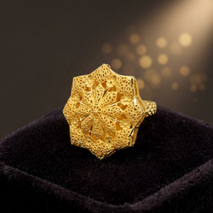 Bagues de mode plaquées or 14K, 18K, 24K en gros, bagues de mariée style Dubaï, bagues traditionnelles, Oro Joyeria - Product Image 4