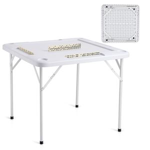Table de Mahjong pour 4 joueurs - Table pliante carrée avec 4 porte-gobelets et 4 plateaux à jetons, table de jeu de dominos portable - Product Image 5
