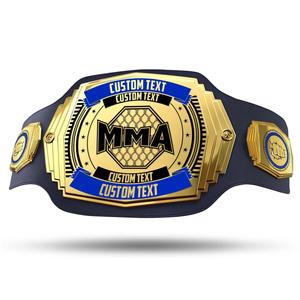 Ceinture de championnat professionnelle en cuir noir, ceinture de titre personnalisée, plaque en zinc dorée, récompense pour les événements sportifs de lutte en équipe - Product Image 3