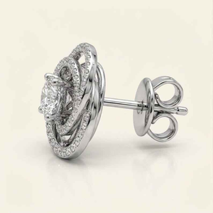 Boucles d'oreilles clous de luxe en moissanite, argent 925, ovales, effet halo, élégantes, double cercle, aspect diamant, cadeau bijoux - Product Image 6