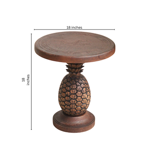 Wooden <b>Coffee</b> <b>Table</b> | <b>Rustic</b> Hand Carved <b>Coffee</b> <b>Table</b> | Pineapple Shaped Contemporary Living Room Solid Wood Indian Oak - Product Image 4