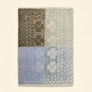 Tapis DECORDEC en laine tufté à la main, écologique, antidérapant, design géométrique moderne bicolore, à poils épais, pour salon et hôtel - Product Image 1