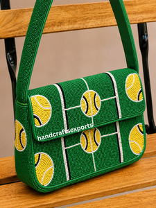 Sac à bandoulière de luxe fait main professionnel portable pour court de tennis, avec perles, rabat magnétique, logo personnalisé, écologique - Product Image 4