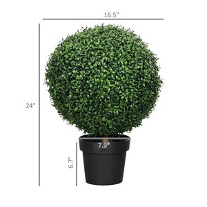 Set di 2 Alberi Artificiali in Legno da 23,6 Pollici, Piante Finte di Bosso in Vaso per Interni ed Esterni, per Halloween - Product Image 3