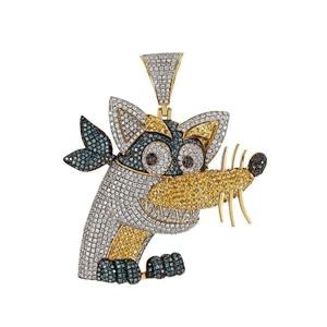 Pendentif Moissanite Animalier de Dessin Animé en Argent Sterling 925 Plaqué Or Bicolore avec Micro-Incrustation, Breloque Hip Hop pour Fête - Product Image 1