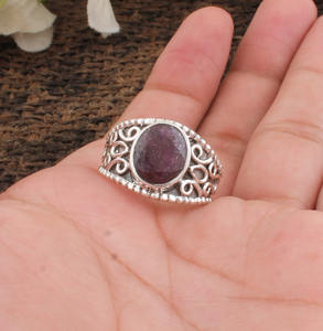 Anillo con Bisel de Rubí Natural, Plata de Ley 925, Estilo Vintage, Joyería Hecha a Mano para Mujer, Piedra de Nacimiento de Julio, Regalo para Fiesta, Venta al por Mayor - Product Image 5