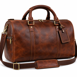 Bolsa de Viaje de Cuero Genuino Premium, Estilo Vintage, para Gimnasio o Fin de Semana, con Cierre de Cremallera, Gran Capacidad, Correa Ajustable, Hecha a Mano - Product Image 2