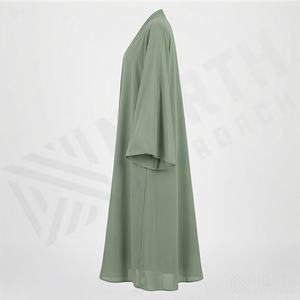 Abaya de style Kaftan de haute qualité pour femmes musulmanes, robe modeste simple à manches larges évasées, longueur longue, coupe ample, couleur personnalisable - Product Image 3