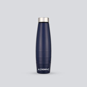 Navy Blue Stainless Steel Water Bottle Vacuum Insulated Leak Proof Flask Contoured Metal <b>Drinkware</b> Silver Cap Travel Gym - Product Image 4
