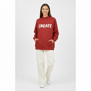 Sweat-shirt personnalisé en gros pour femme, bleu clair, imprimé Dream, col rond, manches longues, coupe ample, 100 % coton, ensemble décontracté pour le quotidien - Product Image 4