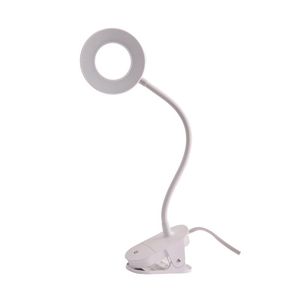 Lampada da Scrivania LED Moderna con Clip Flessibile, Alluminio Bianco Opaco, Alimentazione USB - Product Image 1