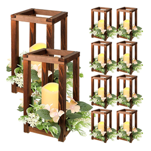 Centro de Mesa de Madera LANJO con Portavelas Integrado para Velas y Coronas, Decoración Rústica de Madera para Velas - Product Image 1