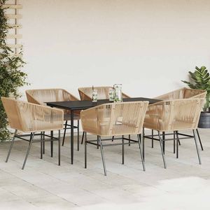 Set da Pranzo da Giardino per 6 Persone in Rattan PE Marrone con Telaio in Acciaio, Arredamento da Esterno dal Design Contemporaneo Resistente ai Raggi UV - Product Image 3