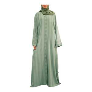 Modern Modest Abaya <b>For</b> Women Floor Length <b>Long</b> Sleeve Solid Color Lightweight Polyester <b>Dress</b> Daily Wear Middle East Style - Product Image 1