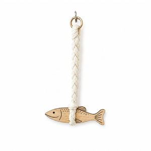 Mini Adorno de Pared de Madera con Forma de Pez, Decoración Náutica Hecha a Mano con Cuerda de Algodón - Product Image 3