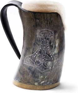 Jarra de Cuerno Natural Hecha a Mano de Primera Calidad |   Taza Rústica de Lujo para Cerveza, Café, Bar y Regalos - Product Image 3