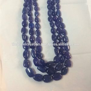 Perles de pierre naturelle Tanzanite bleue lisse de 6 mm et 8 mm, pépites polies, brins de pierres semi-précieuses pour la fabrication de bijoux, certifiées IGI - Product Image 1