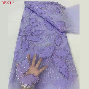DP271 tela <span class=keywords><strong>de</strong></span> encaje brillante con cuentas <span class=keywords><strong>de</strong></span> tul pegado para boda/vestido <span class=keywords><strong>de</strong></span> noche 5 yardas - Product Image 5