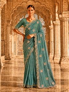Vexotrend Indian Designer Customization Women's Velvet Satin <b>Saree</b> Beautiful Patola Design Traditional Style Wedding Party - Product Image 5